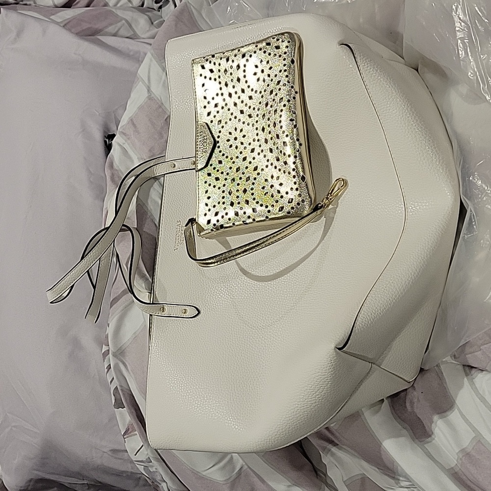 Victoria Secret white big bag and gold wallet